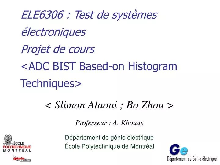 ele6306 test de syst mes lectroniques projet de cours adc bist based on histogram techniques