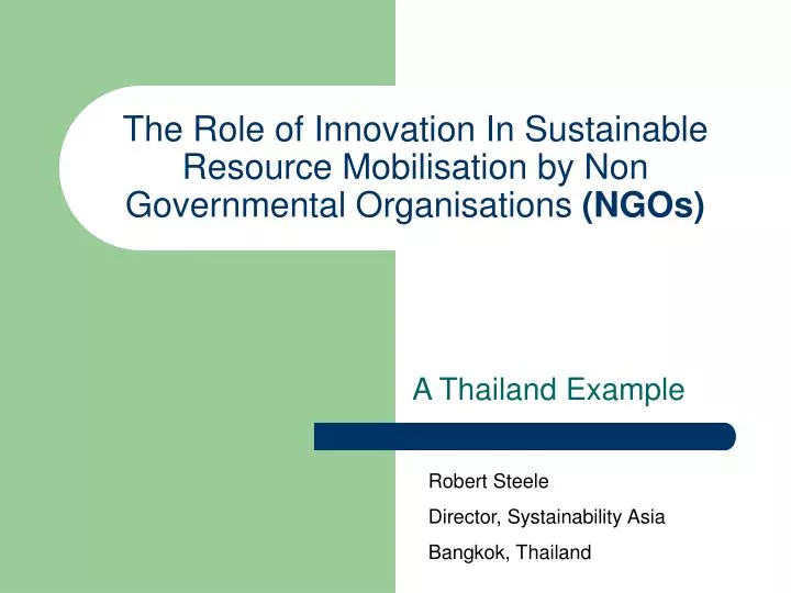 the role of innovation in sustainable resource mobilisation by non governmental organisations ngos