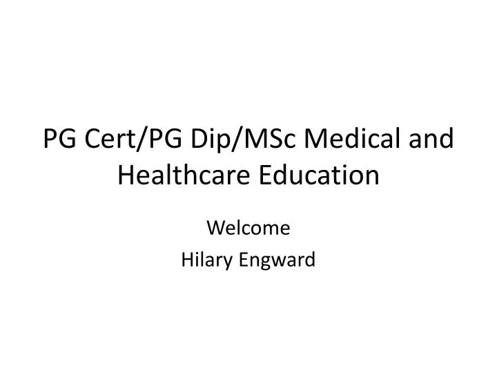 pg cert pg dip msc medical and healthcare education