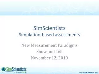 SimScientists Simulation-based assessments