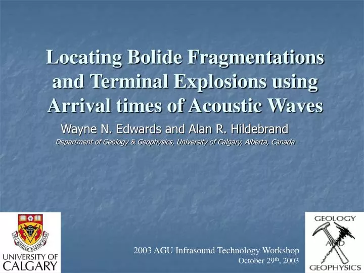 locating bolide fragmentations and terminal explosions using arrival times of acoustic waves