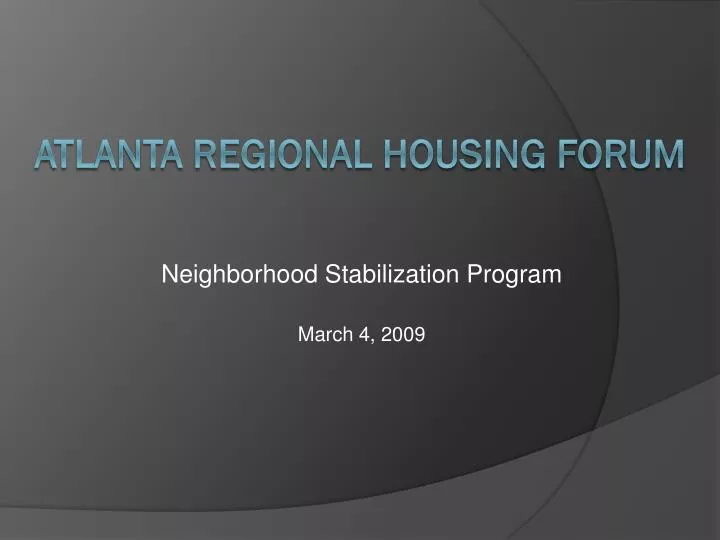 neighborhood stabilization program march 4 2009