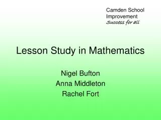 Lesson Study in Mathematics