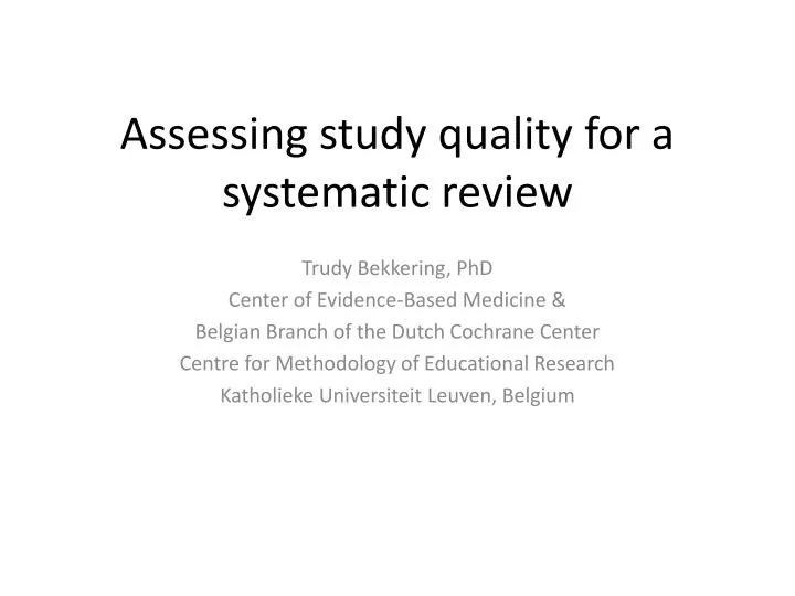 assessing study quality for a systematic review
