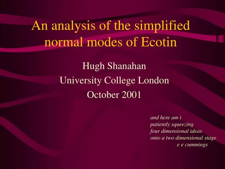 an analysis of the simplified normal modes of ecotin