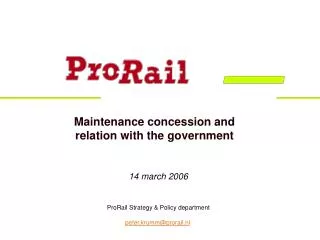 Maintenance concession and relation with the government