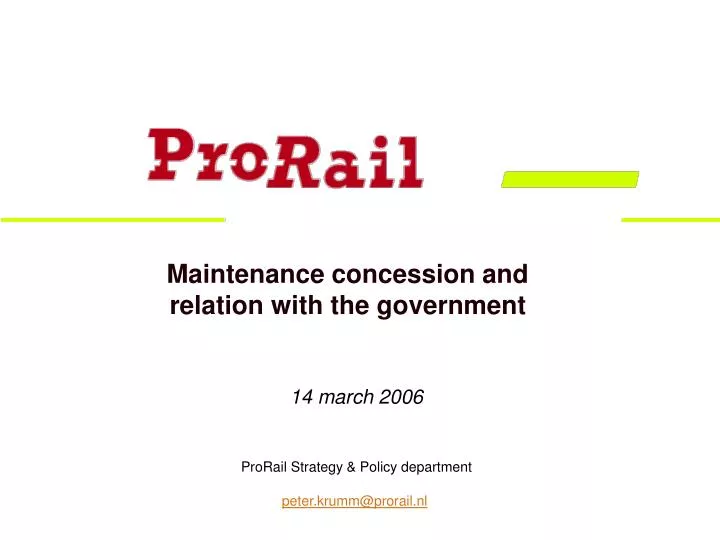 maintenance concession and relation with the government