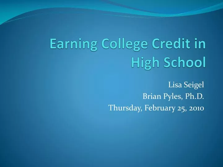 earning college credit in high school