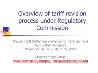 Overview of tariff revision process under Regulatory Commission
