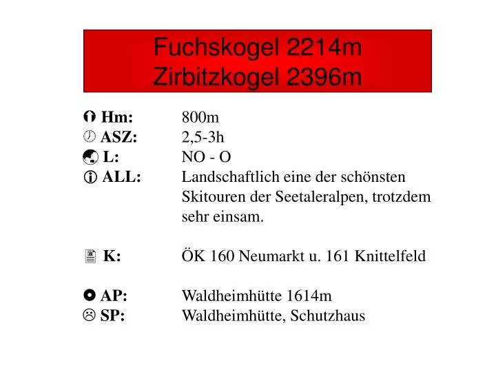 fuchskogel 2214m zirbitzkogel 2396m