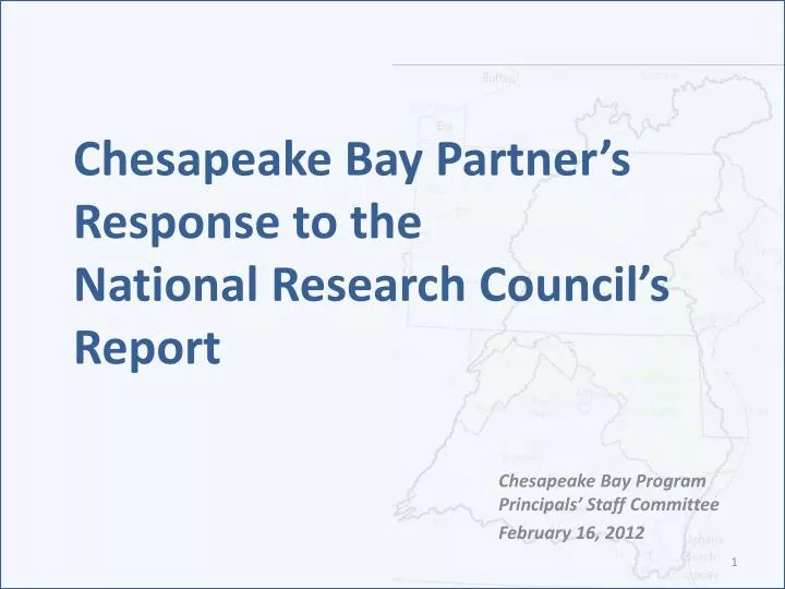 chesapeake bay partner s response to the national research council s report
