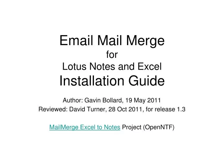 email mail merge for lotus notes and excel installation guide