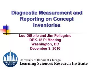 Diagnostic Measurement and Reporting on Concept Inventories