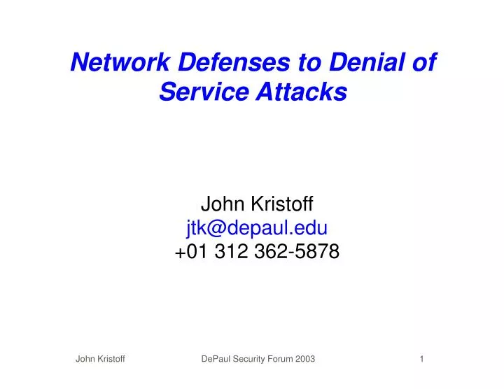 network defenses to denial of service attacks