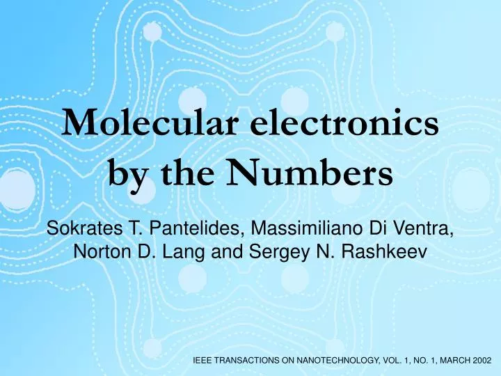 molecular electronics by the numbers