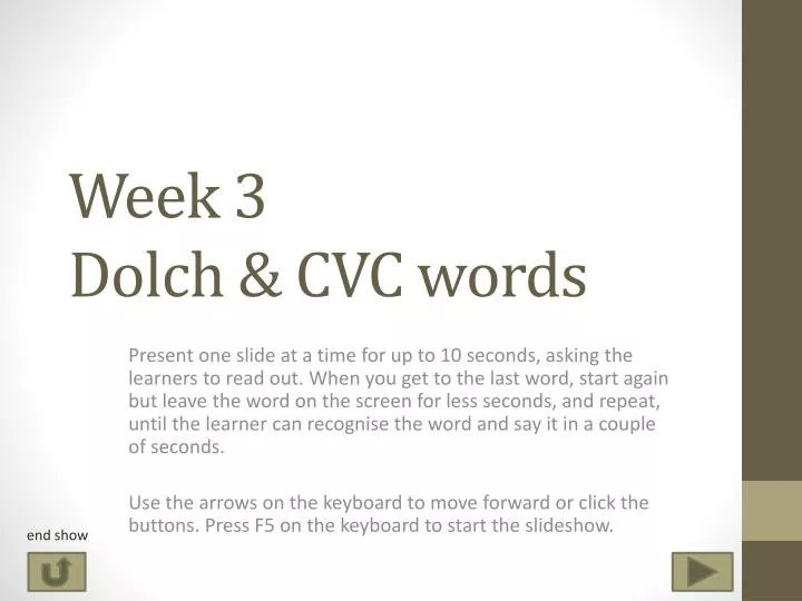 week 3 dolch cvc words
