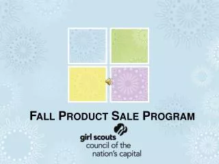 Fall Product Sale Program