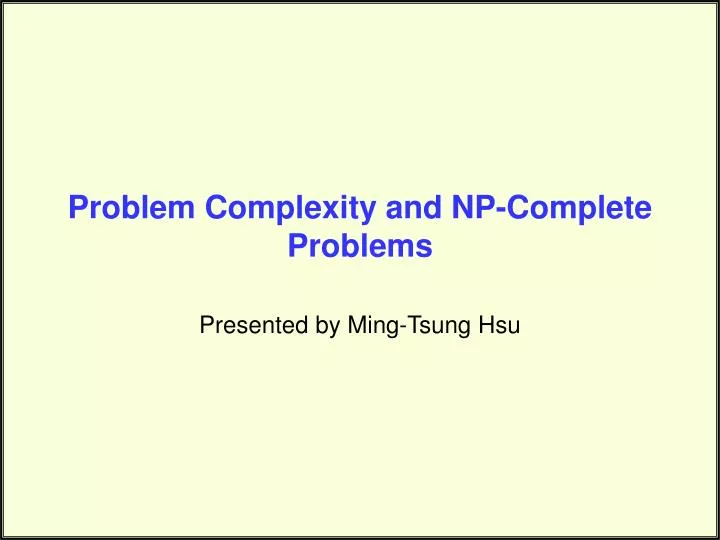 problem complexity and np complete problems