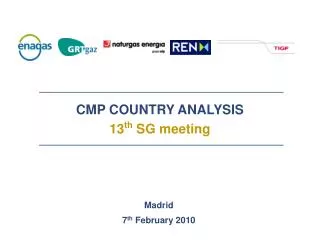 CMP COUNTRY ANALYSIS 13 th SG meeting