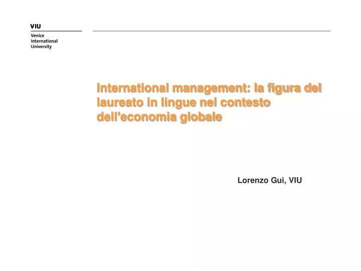 international management la figura del laureato in lingue nel contesto dell economia globale