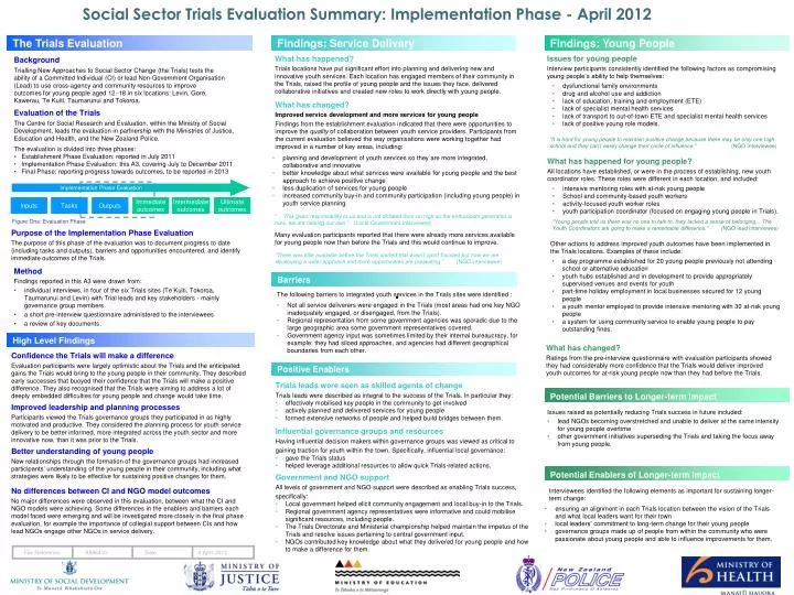 social sector trials evaluation summary implementation phase april 2012