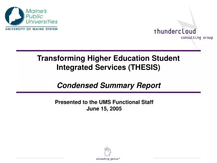 transforming higher education student integrated services thesis condensed summary report