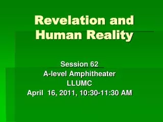 Revelation and Human Reality