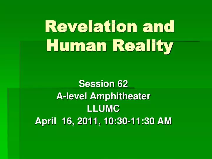 revelation and human reality