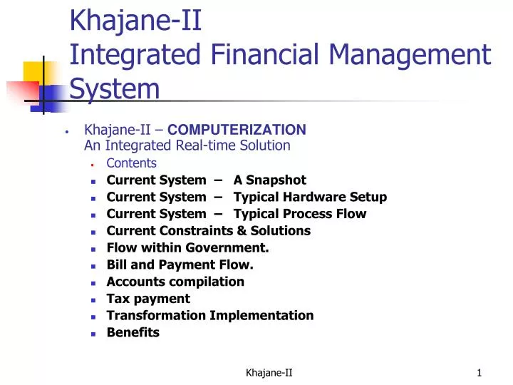 khajane ii integrated financial management system