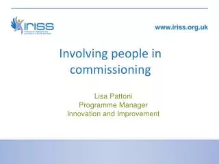 Involving people in commissioning