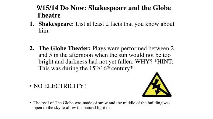 9 15 14 do now shakespeare and the globe theatre