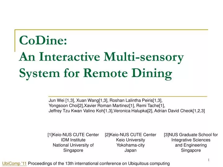 codine an interactive multi sensory system for remote dining