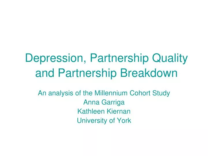 depression partnership quality and partnership breakdown