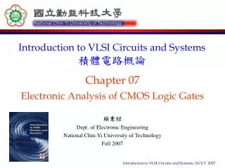 Chapter 07 Electronic Analysis of CMOS Logic Gates