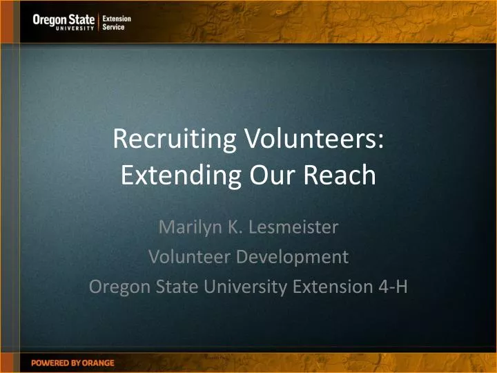recruiting volunteers extending our reach