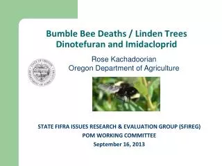 Bumble Bee Deaths / Linden Trees Dinotefuran and Imidacloprid
