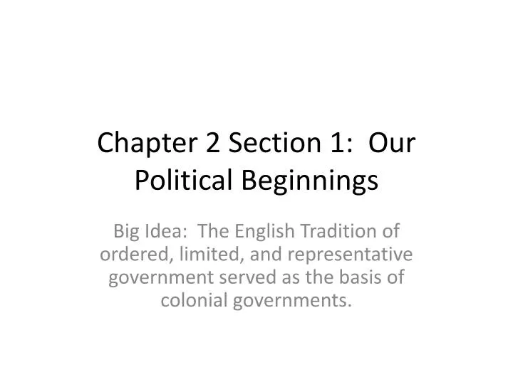 chapter 2 section 1 our political beginnings