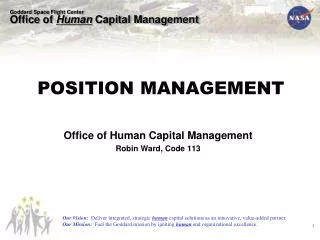 Office of Human Capital Management Robin Ward, Code 113