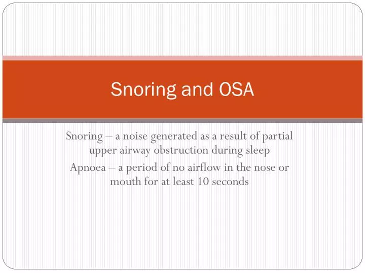 snoring and osa