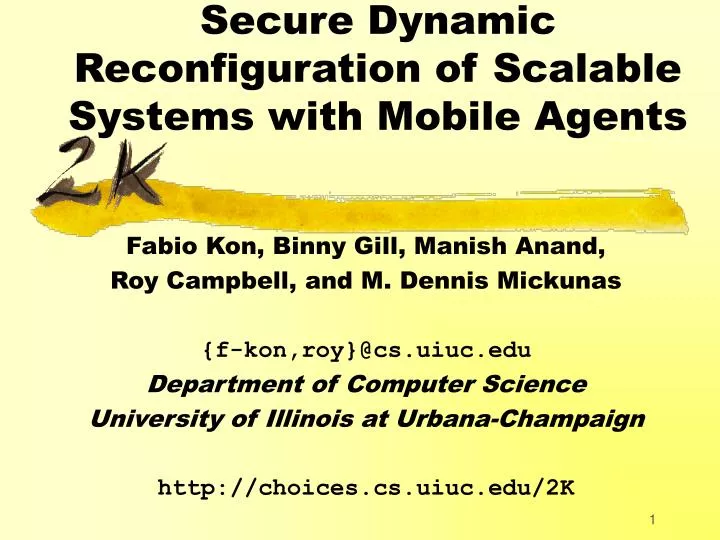 secure dynamic reconfiguration of scalable systems with mobile agents