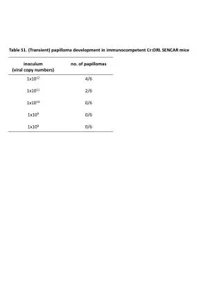 Table S1. (Transient) papilloma development in immunocompetent Cr:ORL SENCAR mice