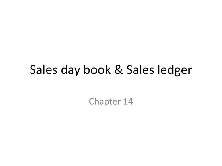 sales day book sales ledger