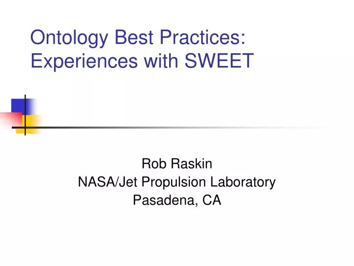 ontology best practices experiences with sweet