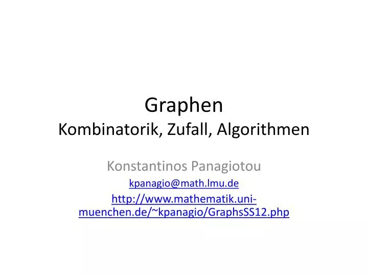 graphen kombinatorik zufall algorithmen