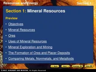 Section 1: Mineral Resources