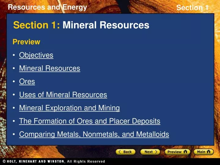 section 1 mineral resources
