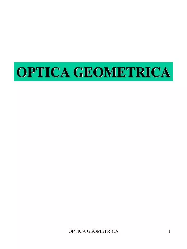 optica geometrica