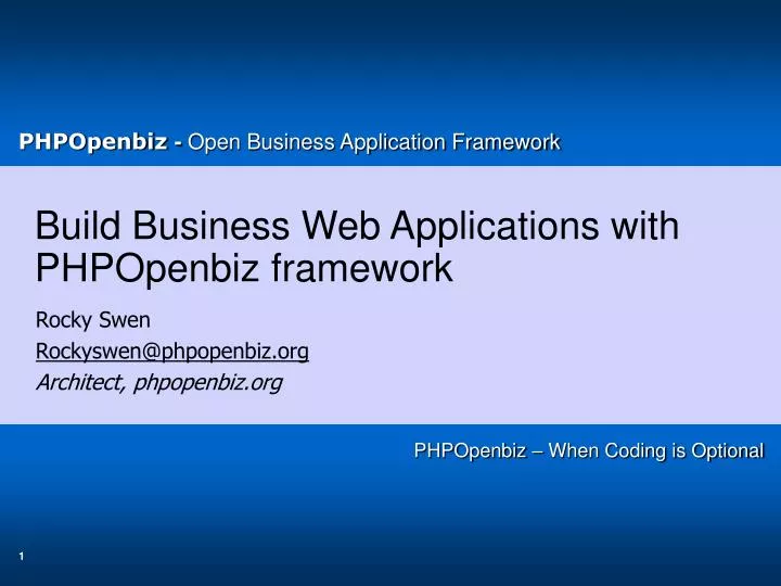 build business web applications with phpopenbiz framework