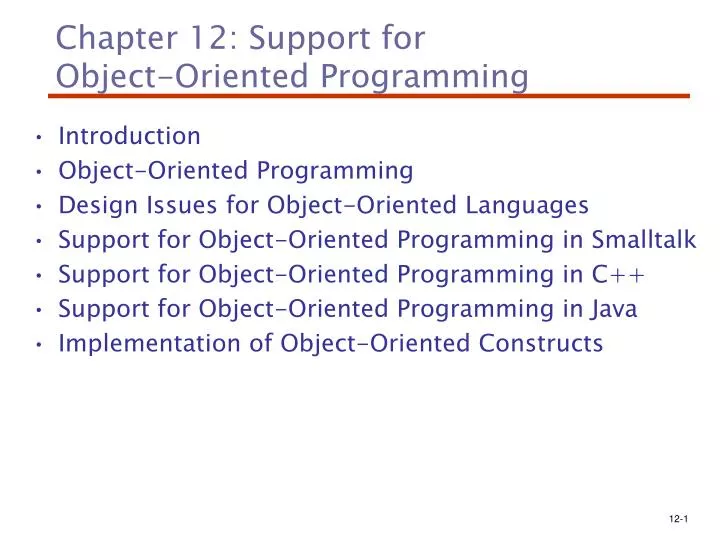 chapter 12 support for object oriented programming