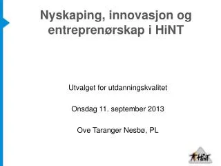 nyskaping innovasjon og entrepren rskap i hint